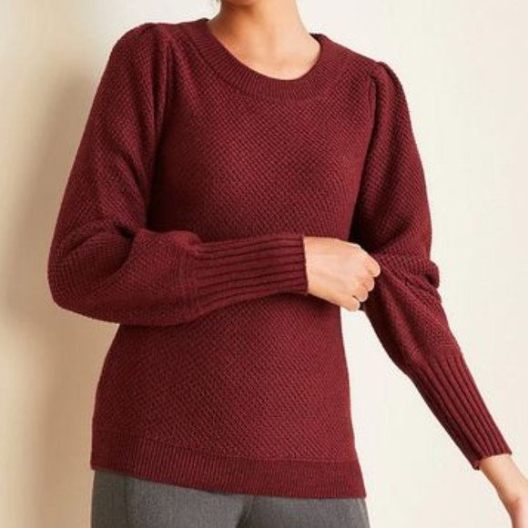 Ann Taylor Sweaters - Ann Taylor Balloon Sleeve Sweater Rich Burgundy Heather Sz S